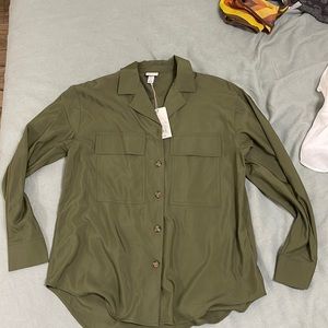 Forest green button down